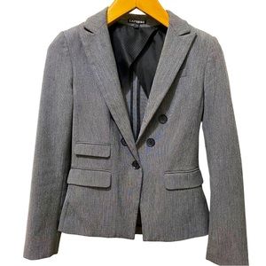 Express Women Solid Gray Single Button Fitted Blazer, Size 2
